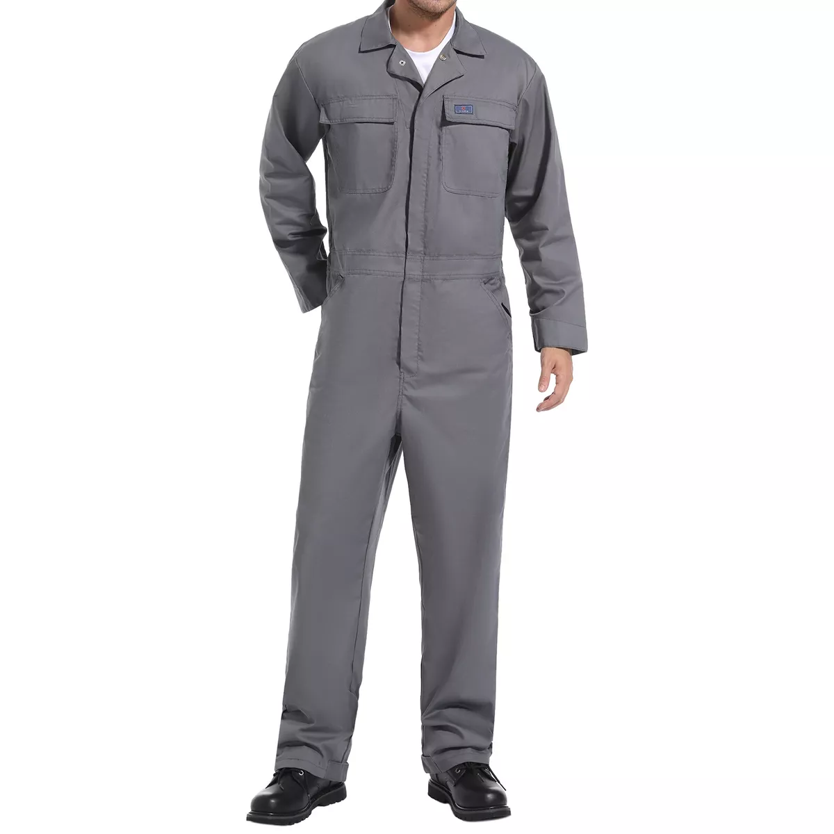 HISEA Men's Coverall Long Sleeve Mechanic Jumpsuit Safety Overalls Elastic  Waist