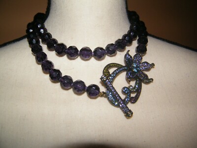Heidi Daus PERENNIAL FAVORITE Purple Crystal Bead and Flower