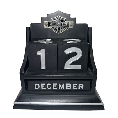 Harley Davidson Black Resin Desk Calendar Hallmark 2003 Motorcycle Vintage
