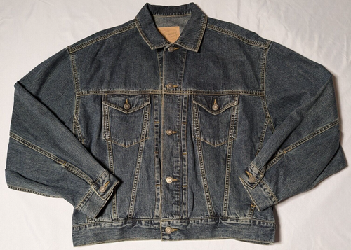 GAP PREMIUM DENIM Men Large Blue 100% Cotton Blue Jean Trucker Jacket NEW - Picture 6 of 20