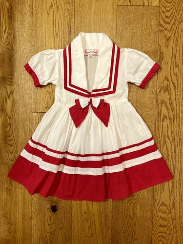 Red Cotton short-sleeve Sailor Dress 