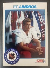 1991 Score Eric Lindros Forst Round Draft Choice Rookie Card #356