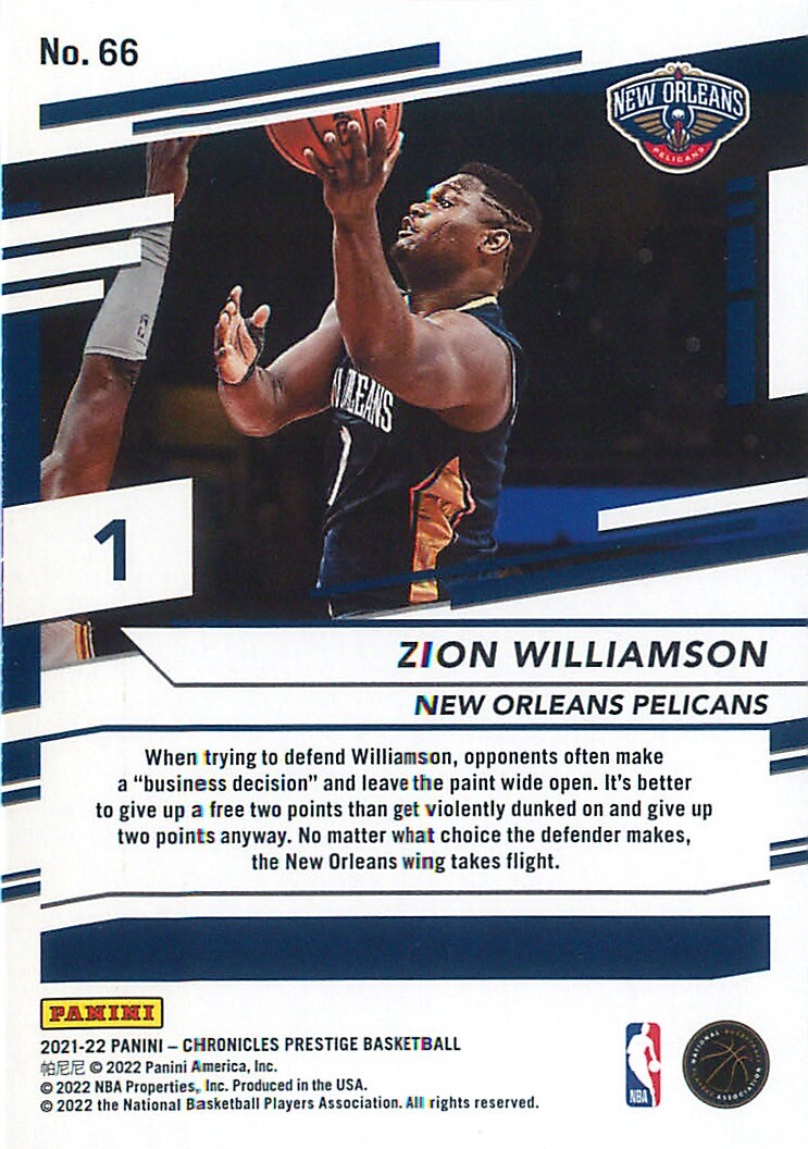 Zion Williamson 2021-22 Chronicles Basketball Prestige Card
