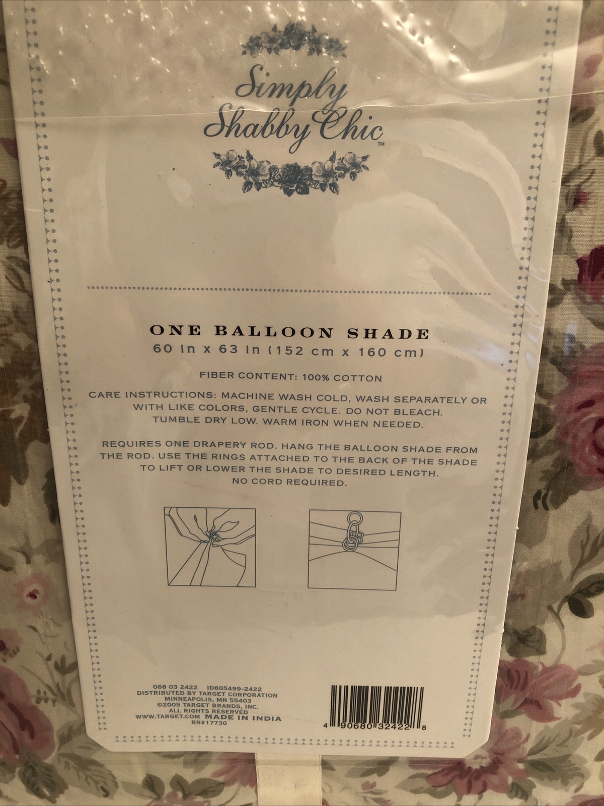 SIMPLY SHABBY CHIC PINK ROSE Floral BALLOON SHADE Curtains NEW IN