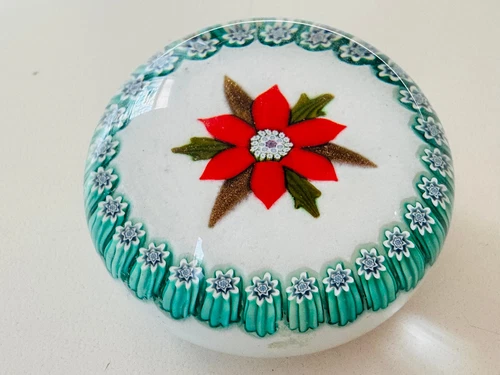 Old Vtg PMcD Peter McDougall Art Glass Millefiori Paperweight Flowers Scotland