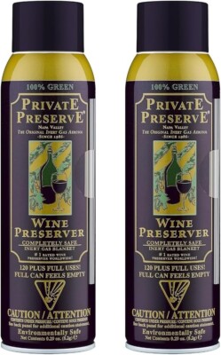 PRIVATE PRESERVE Wine Preserver Inert Gas Aerosol  Bottle Sparging  System x2