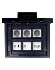 Bodentank Bodendose mit VDE Schuko Steckdosen Netzwerkdose HDMI SAT Einbaufertig