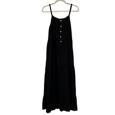 Lulus Favorite of the Day Tiered Maxi Dress Women XS Lined Black Boho Beach NEW