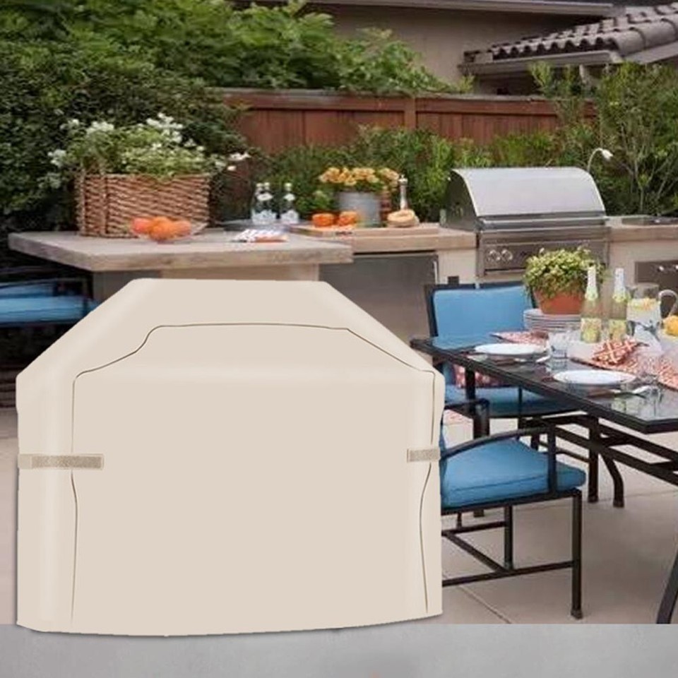BBQ Cover Grill Cover Beige Oxford Cloth Outdoor Oven Cover Waterproof