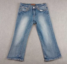 Vigoss Jeans Capri Womens Size 3 Blue Denim Stretch Distressed Straight Leg