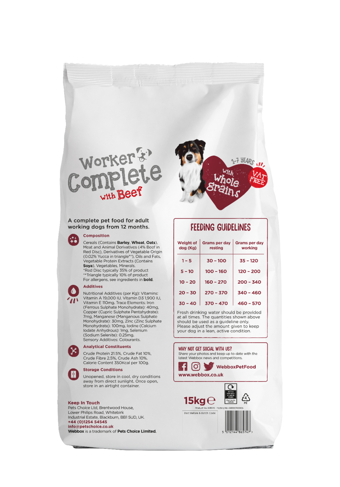 box Worker Complete with Beef, Dry Dog Food Kibble (15kg) VATFree 5012144865747 eBay