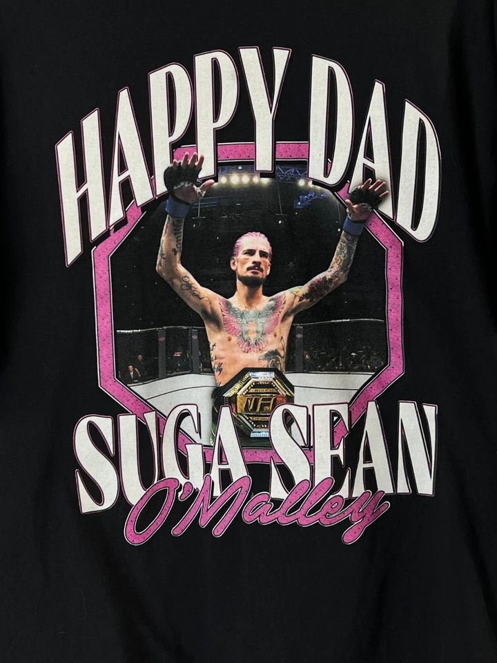Camiseta de luchador de artes marciales mixtas MMA XL Suga Sean O'Malley Happy Dad camiseta negra Foto 4 de 4