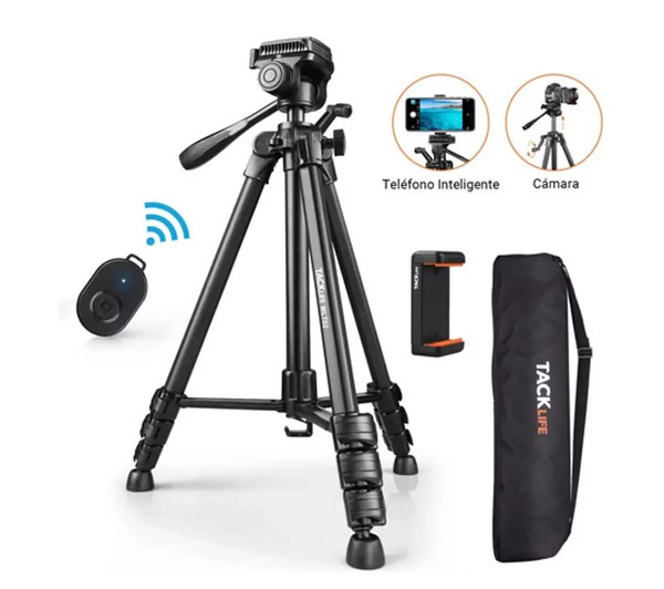 TACKLIFE MLT-02 Trípode de Cámara (48cm-150cm), 360° Fuerte Estabilidad