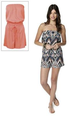 BNWT NEW LOOK Brown Aztec Print Bandeau Strapless Beach Playsuit Size Small