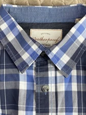 Weatherproof Original Vintage Plaid Shirt L Blue Long Sleeve Casual