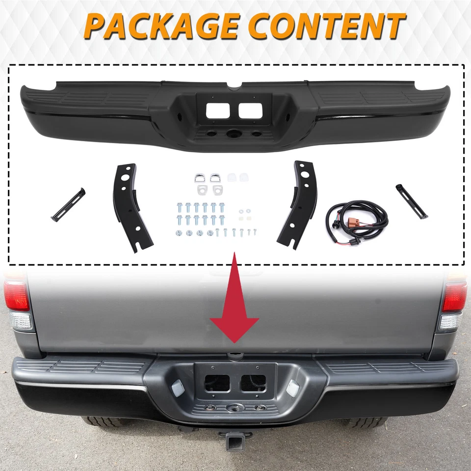 Conjunto de parachoques trasero completo de acero negro para Toyota Tundra 2000-2005 2006 Foto 3 de 4