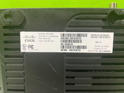 Cisco cable modem DPC3825 DOCSIS 3.0 Gateway w/ Adapter - Picture 5 of 5