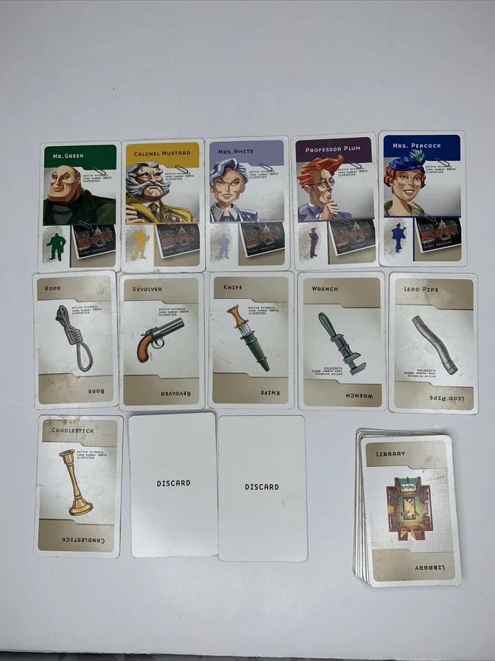 Сменный ручной игровой планшет 2002 Clue комнатные карты оружие карты 5 карт подозреваемых - Изображение 2 из 4