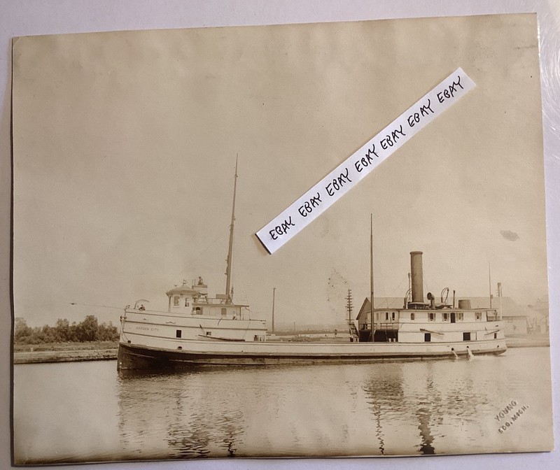 1873 GARDEN CITY GREAT LAKES STEAM SHIP LUMBER HOOKER BUILT PORT HURON MI. PHOTO