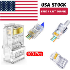 100pcs RJ45 Pass Through Modular Plug Network Cable Connector End 8P8C CAT6 CAT5