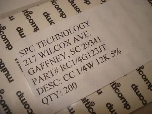 SPC Technology RC1/4G123J2 1/4W 12K 5% Resistors Lot of 200 NSFP - Image 2 of 2