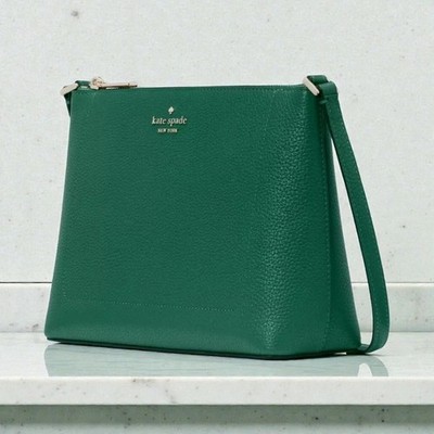 Kate Spade Leila Crossbody Purse in Arugula Green Pebbled Leather