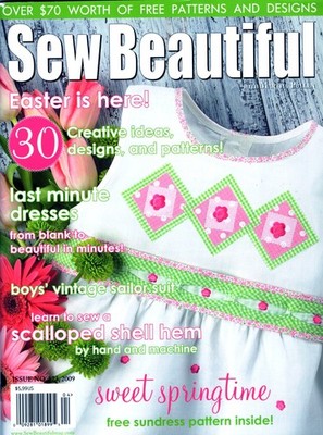 ''Sew Beautiful'' Issue #123 2009 +Patterns Heirloom Sewing Smocking Martha Pullen
