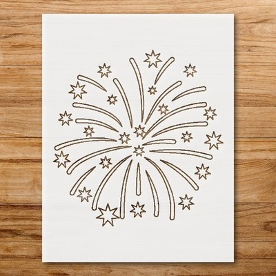 Stylized Fireworks Celebration Stencil for Creative Projects - StencilAir