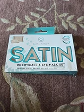 Blue Lagoons Spa Collection Champagne Satin Pillowcase And Eye Mask Set, New