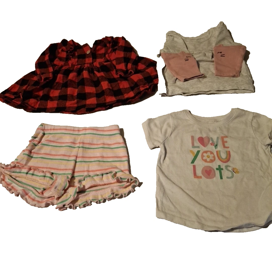 Baby Girl Clothes Lot 3-6M 4 Pc Mixed Long & Short Sleeve One-Piece Outfits