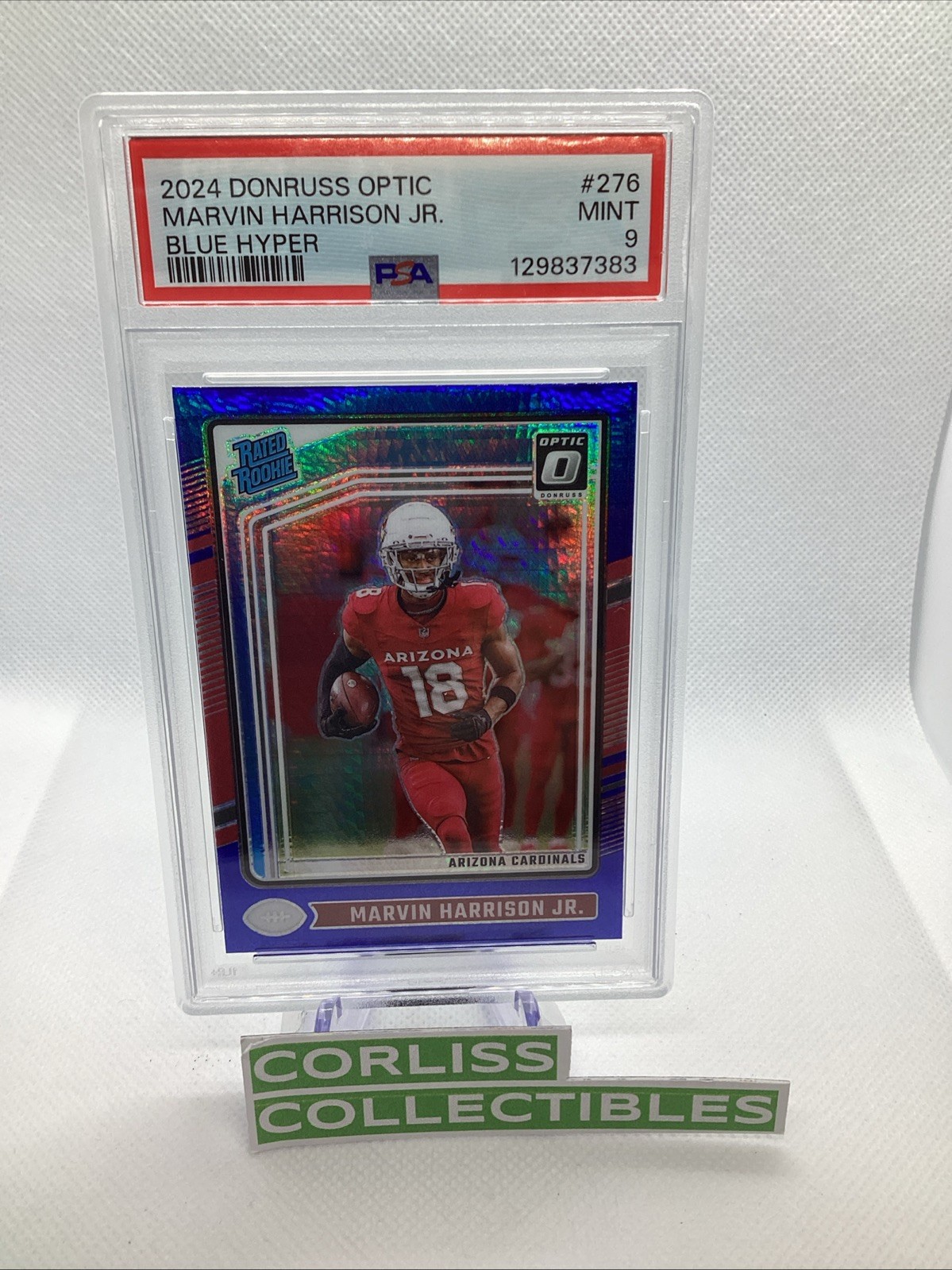 2024 Donruss Optic Marvin Harrison Jr Blue Hyper #276 PSA 9 RC RATED ROOKIE