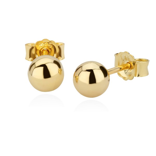 Paar 5Mm Kugel Ohrstecker 14 Karat 585 Gelbgold Damen Stecker Ohrringen 9063-image