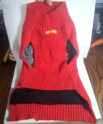 SimplyDog Red /Black Knit Puppy/Dog Sweater Medium Size