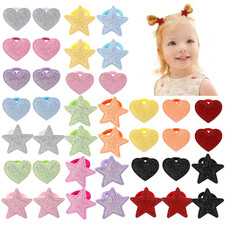40PCS Glitter Hair Ties for Girls, Heart Star Nylon Hair Bands Elastics Pigtail
