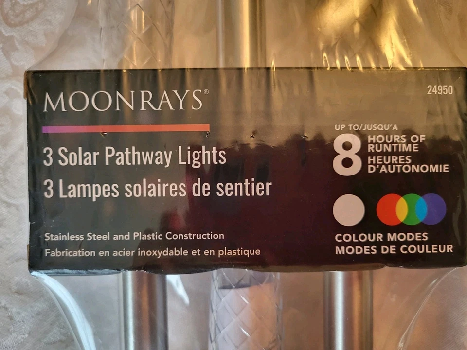 Moonrays 3-Pack Stainless Steel Solar LED Stake Lights, 3 Light Stakes - Image 4 of 4