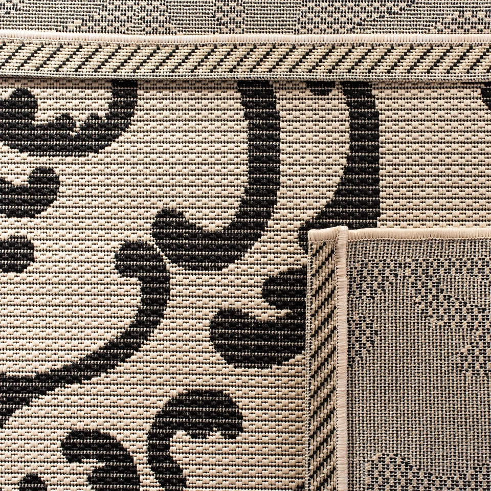 Washable Rug Outdoor Courtyard Collection - 2'3" x 6'7" Runner, Sand & Black,... - Image 4 of 4