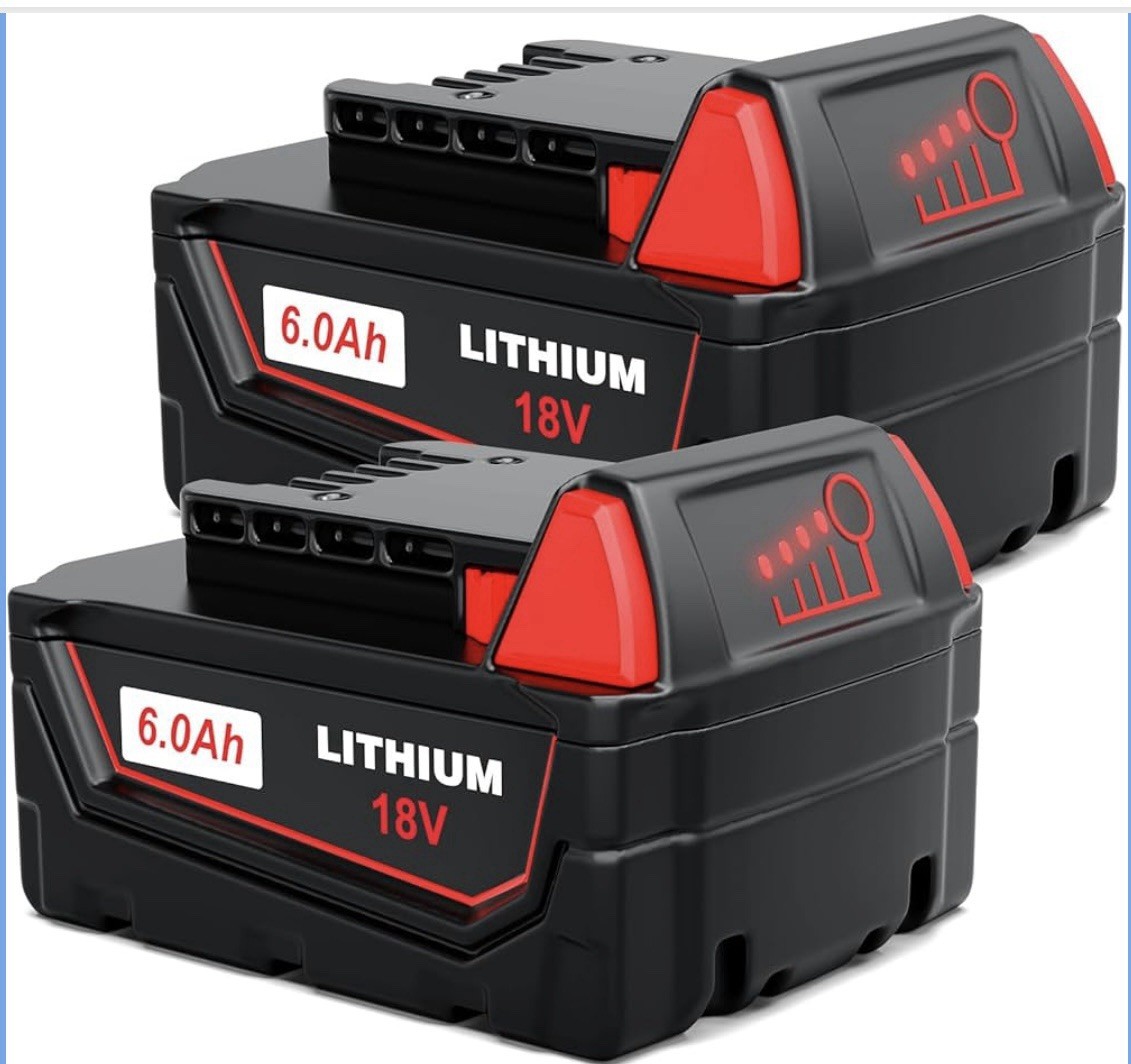 2 PACK 6&period;0Ah Battery For Milwaukee M18 18V Lithium Extended Capacity 
