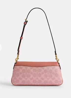 COACH Jet Shoulder Bag Signature Canvas Brass Melon Pink CBA83 for