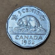 CANADA 🇨🇦 FIVE (5) CENTS COIN 1952 (KING GEORGE VI)