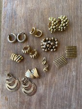 Vintage Gold Tone Earrings Lot Rope Hoops Knot Retro Mid Century