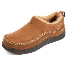 Men's Moccasin House Shoes Slippers Indoor Outdoor 8 Tan