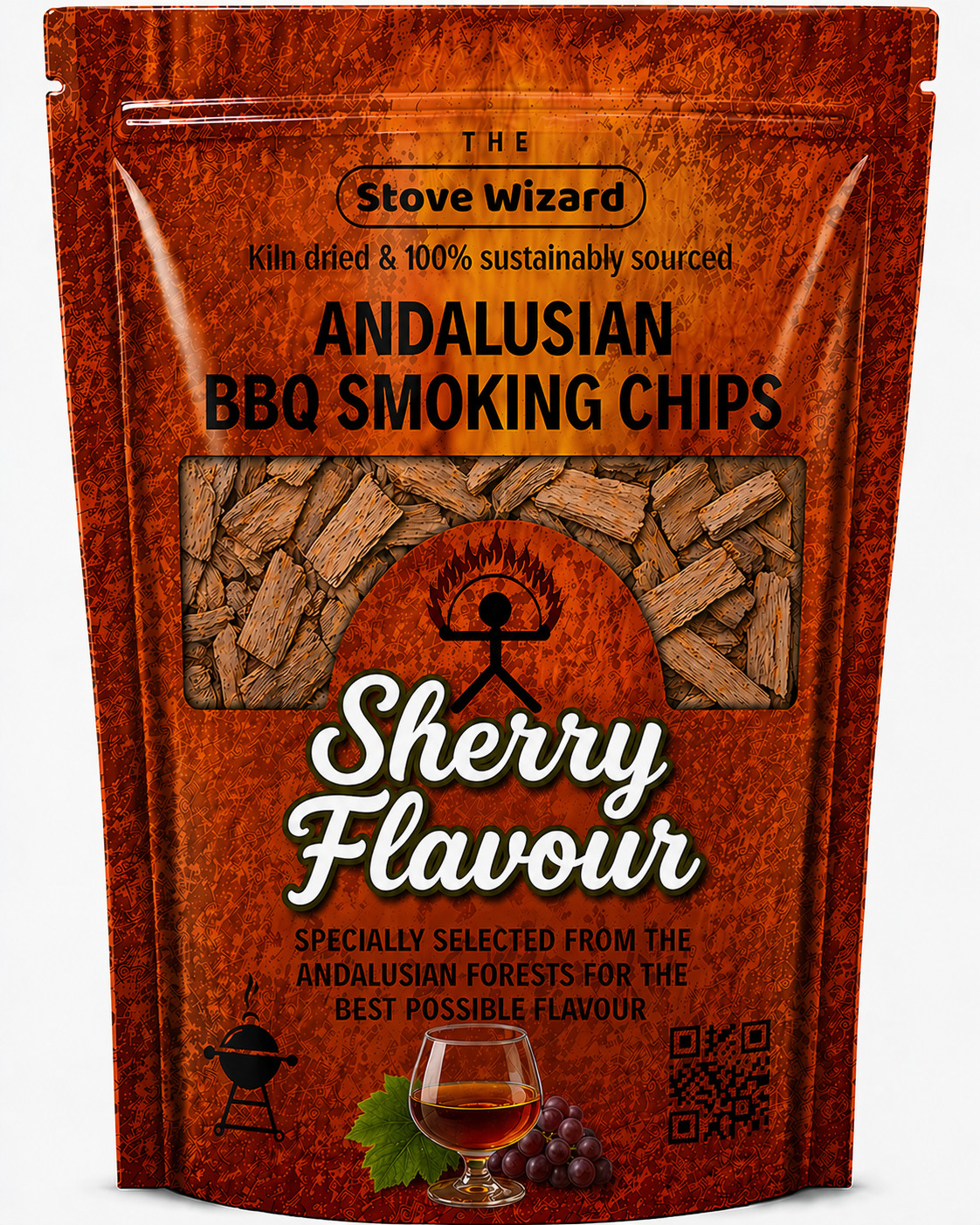 BBQ Smoking Wood Chips Sherry Wine Barrel Premium Smoker Fuel Natural 850g 3.4L