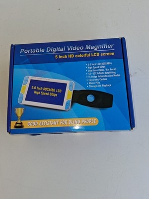 pebble eco5 Elektronische Videolupe 5'' HD, 4x 32x, Weiß/Blau/Gelb