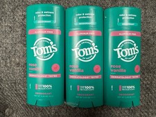 3 New Tom  s of Maine Rose Vanilla Aluminum Free Natural Deodorant 3.25oz Each
