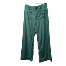 Maeve by Anthropologie The Colette High Rise Wide Leg Crop Pants Green 29
