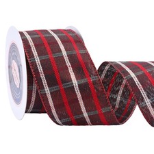 Red Plaid Ribbon 2-1/2 Inch x 10 Yards Tartan Wired Bow Christmas Wreath