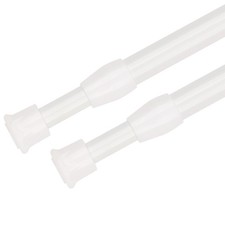 White Telescopic Tension Curtain Rods Adjustable Shower & Drapery Extension Pole