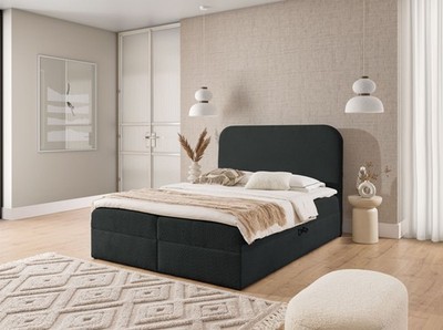 Boxspringbett Schlafzimmerbett AMADOR PREMIUM 200x200cm Stoff Coral Schwarz