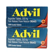 2 PACK Advil Pain Reliever and Fever Reducer Medicine 200mg 100ct EXP 12/2025+