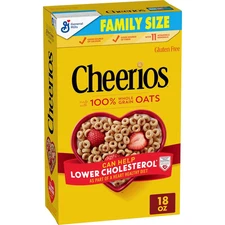Cheerios, Heart Healthy Gluten Free Breakfast Cereal, Family Size, 18 Oz